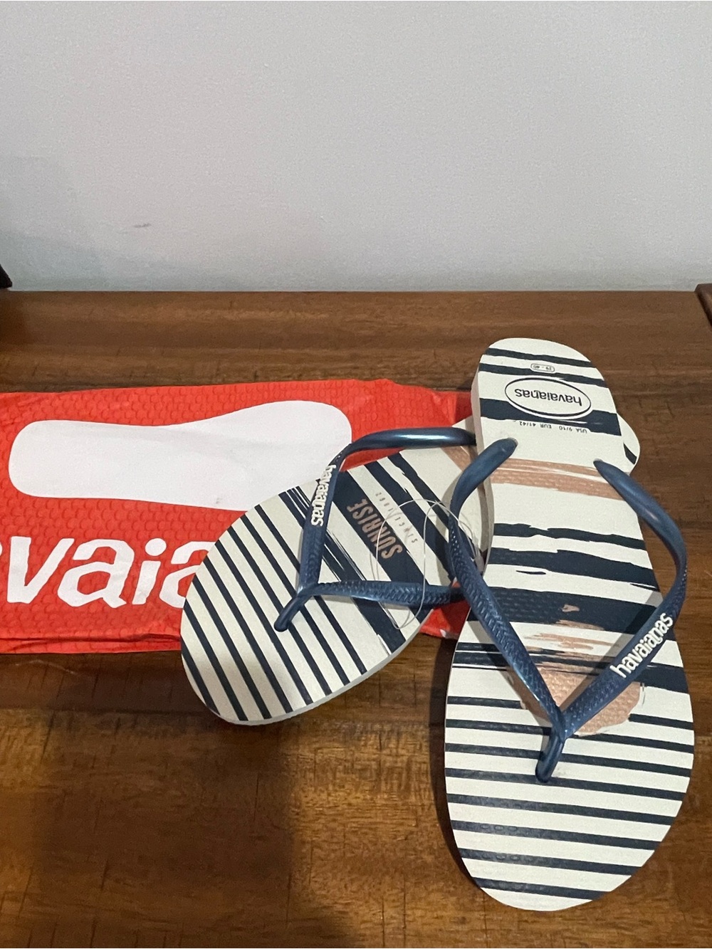 Havaianas Navy and White Striped Women's Sandals